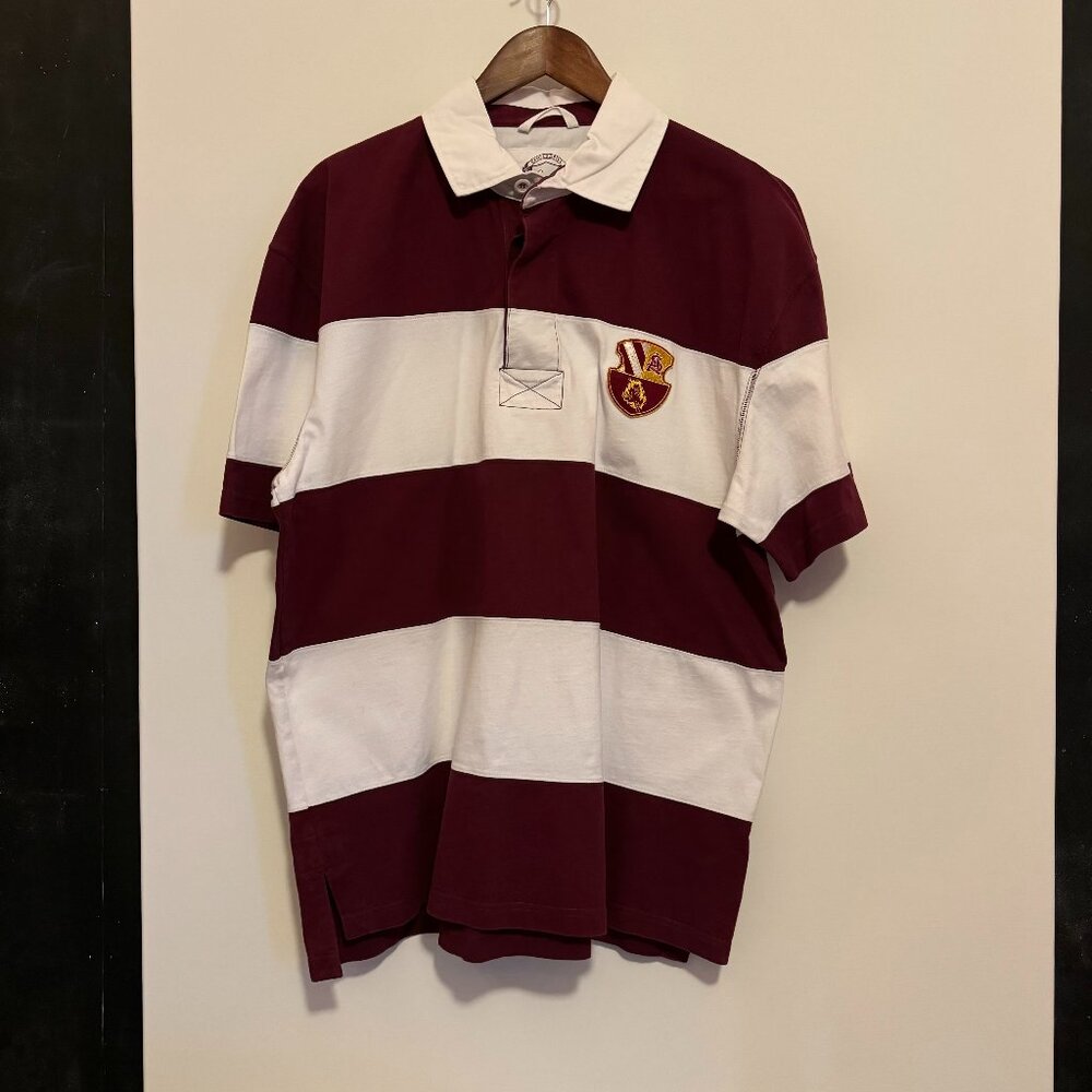 Striped Rugby Shirt Mens Size XL Campus Drive Maroon Collegiate Varsity Prep ASU